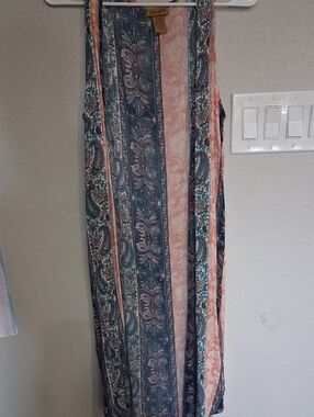 Wrangler Paisley Stripe Maxi Vest in Coral and Teal